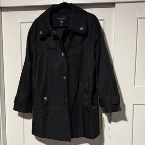 NWT London Fog Hooded Black Trench Coat
